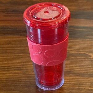 Red Insulated Travel Tumbler with Silicone Grip